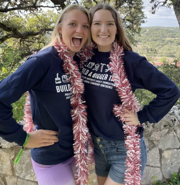 Two students enjoying the annual leadership conference.